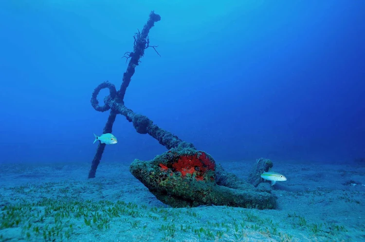 A remnant from a shipwreck off the coast of St. Eustatius.