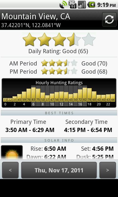 Android application Time2Hunt Lite screenshort