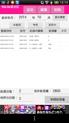 SQLite酒日記