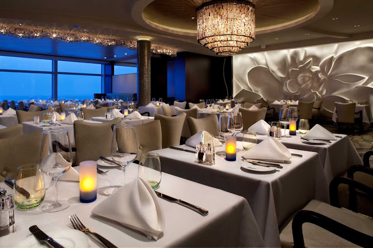 A glimpse of Celebrity Eclipse's elegant Blu restaurant.  