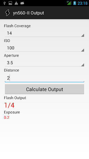 Manual Flash calculator GN 58