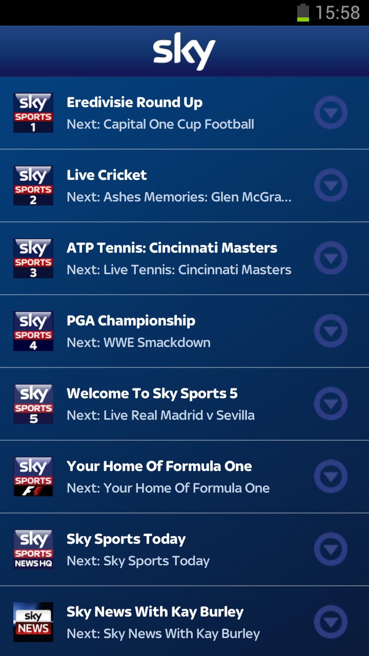 Sky Sports Mobile TV Screen 1