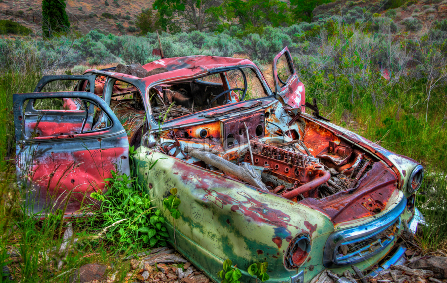 Car in The Gorge by Mark Smith - Transportation Automobiles