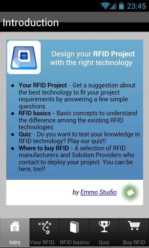 Tutorial for RFID Projects Screen 1