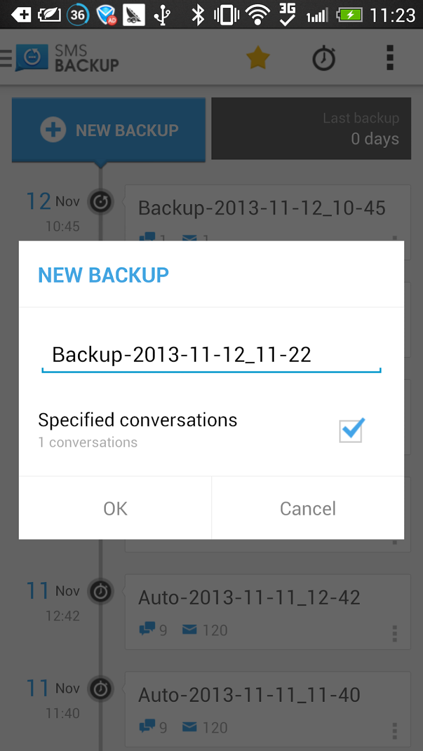 SMS Backup &amp; Restore (Kitkat) Screen 2