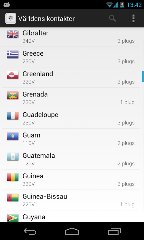 Android application Plugs of the World screenshort