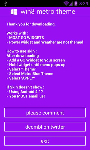 GOWidget - Win8 Purple Theme