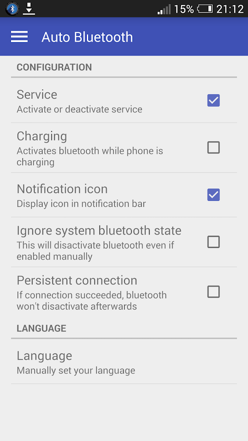 Android application Auto Bluetooth donate screenshort