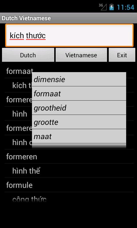 Android application Dutch Vietnamese Dictionary screenshort