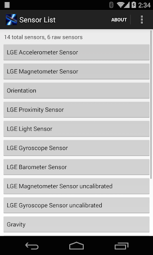 Sensor List