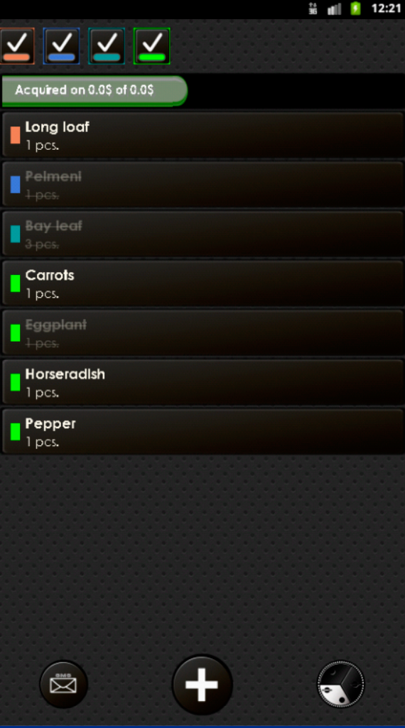 Shop list - Not to forget Screen 1