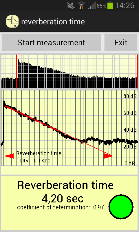 reverberation time Screen 3