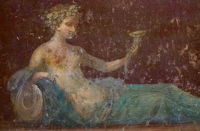 Pompeii wall painting at the British Museum in London.