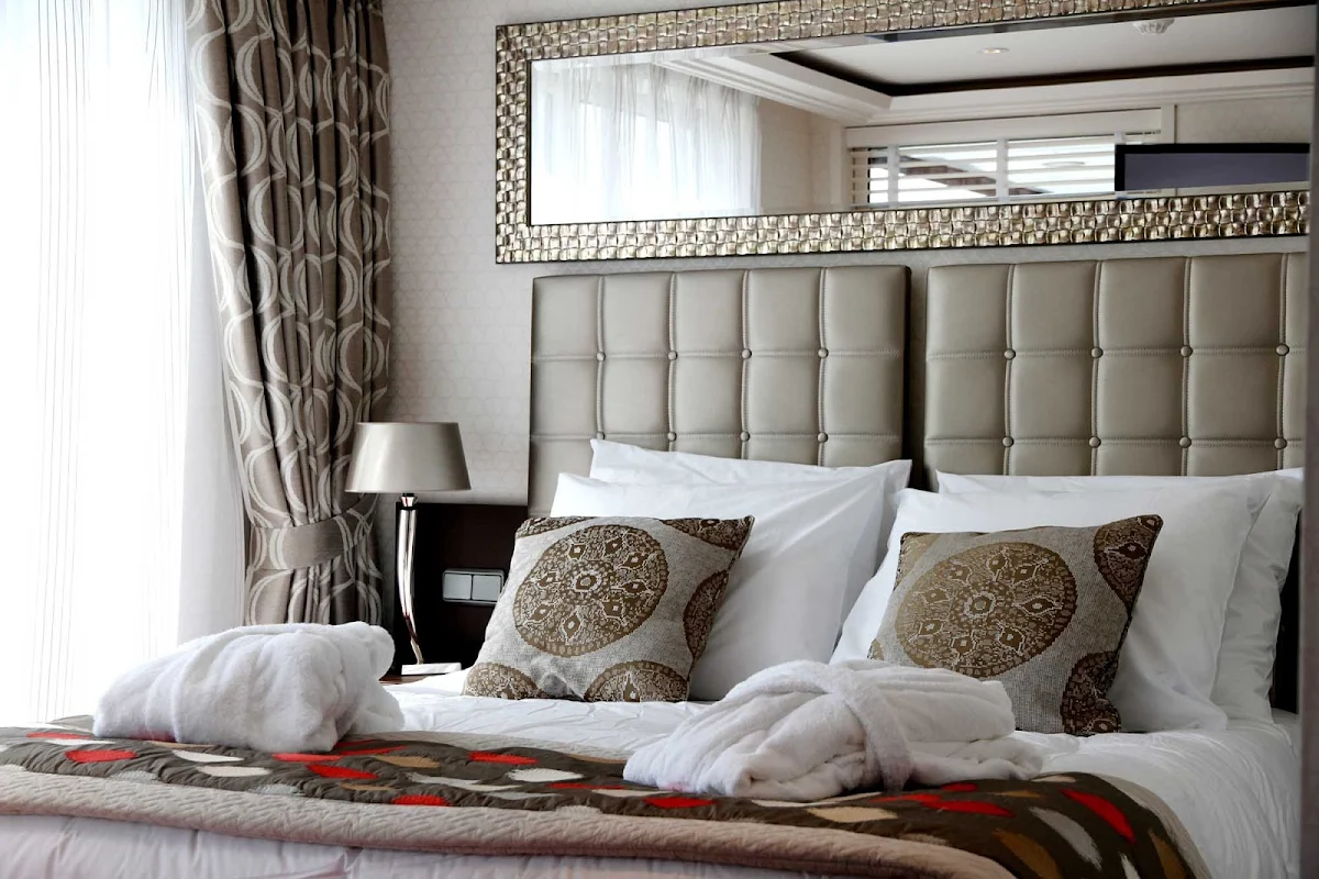 AmaCerto-suite-bedroom - Relax in your  AmaCerto suite as you sail down the Rhine River and explore the passing landscapes.  