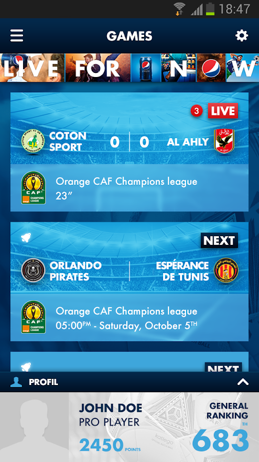 PEPSI FootballNOW - screenshot