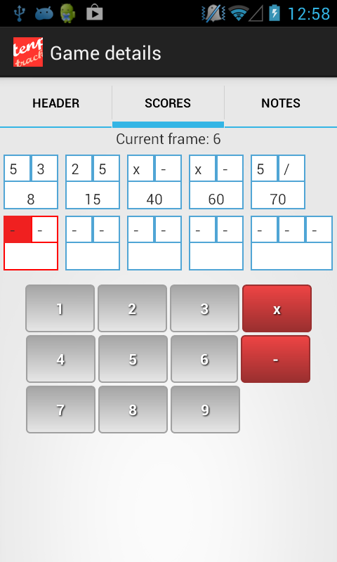 Tenpin Bowling Tracker Screen 2