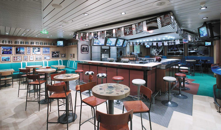 The Weekend Warrior sports bar aboard Explorer of the Seas  offers sports lovers an array of large-screen TVs so you won't miss your favorite team.