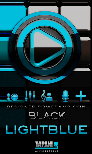 Poweramp skin Black Light blue