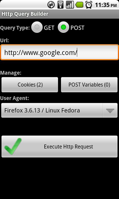 Android application HTTP Query Builder screenshort
