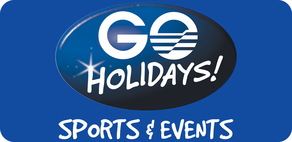 Sports holidays. Events app logo. Holiday go.