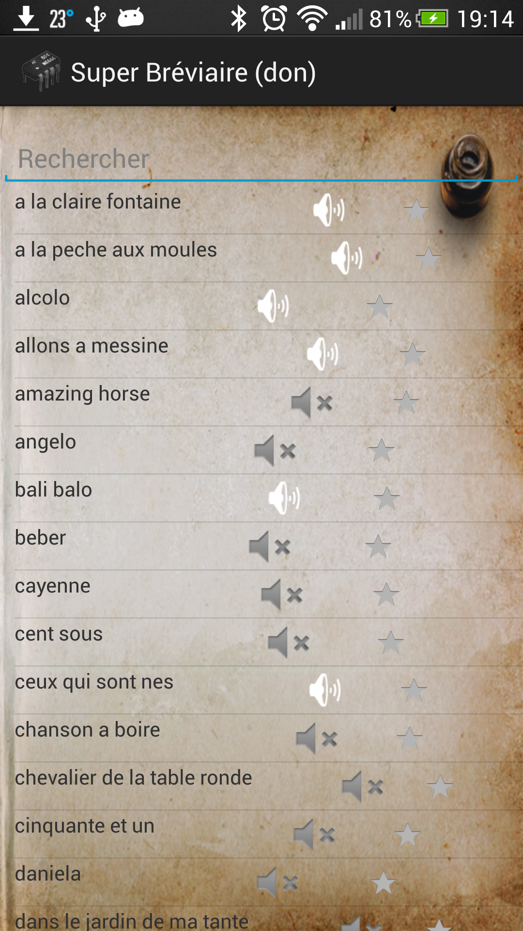 Android application Super chanson paillardes (don) screenshort