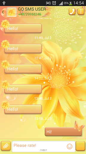 GO SMS Pro Yellow Flower