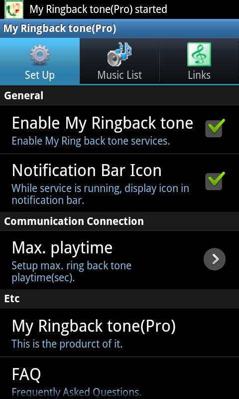 Android application My Ringbacktone Pro-For my ear screenshort