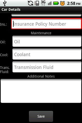 My Car Info Screen 2