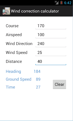 Wind correction calculator