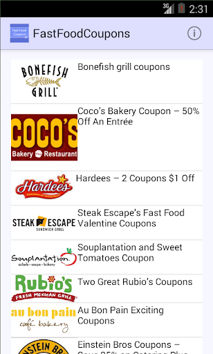 Fast Food Restaurant Coupons