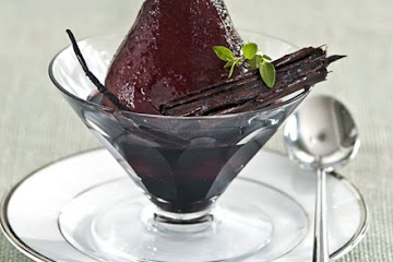 Poached pears in red wine