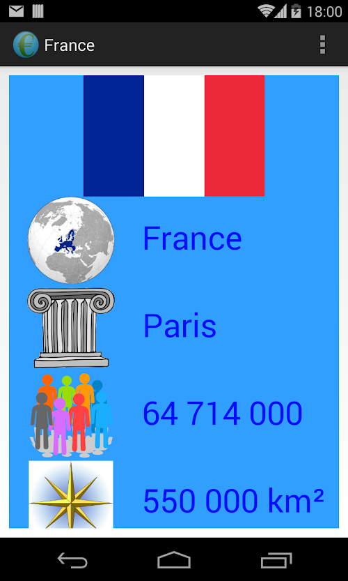 Android application EuroWorld screenshort