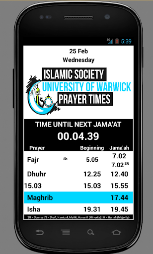 WARWICK ISOC Prayer Times