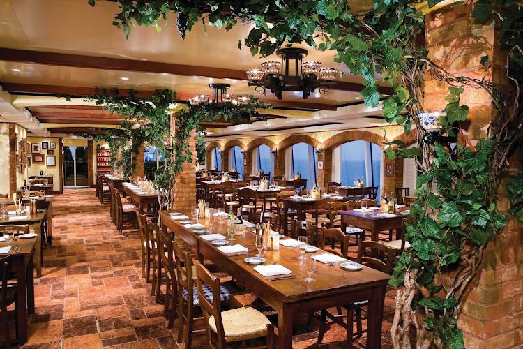 La Cucina aboard Norwegian Gem features charming Italy-inspired interiors and authentic Italian dishes.