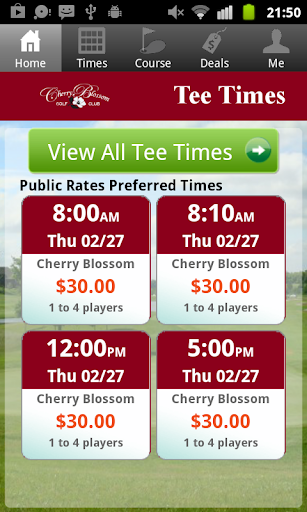 Cherry Blossom Golf Tee Times