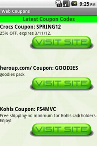 Android application Web Coupons screenshort