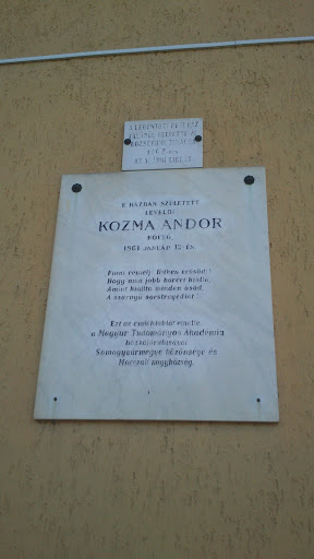 Kozma Andor költő Emléktábla