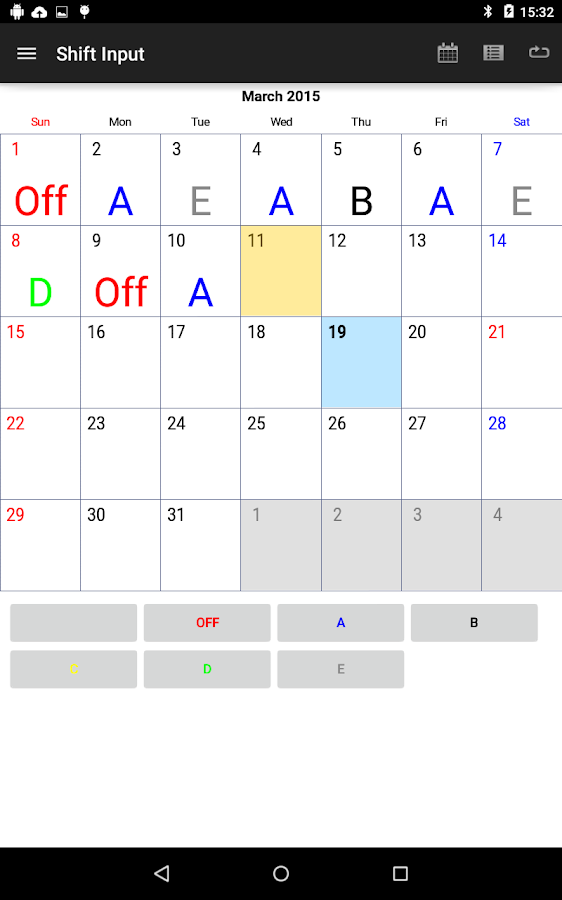 Shift Work Calendar Android Apps on Google Play