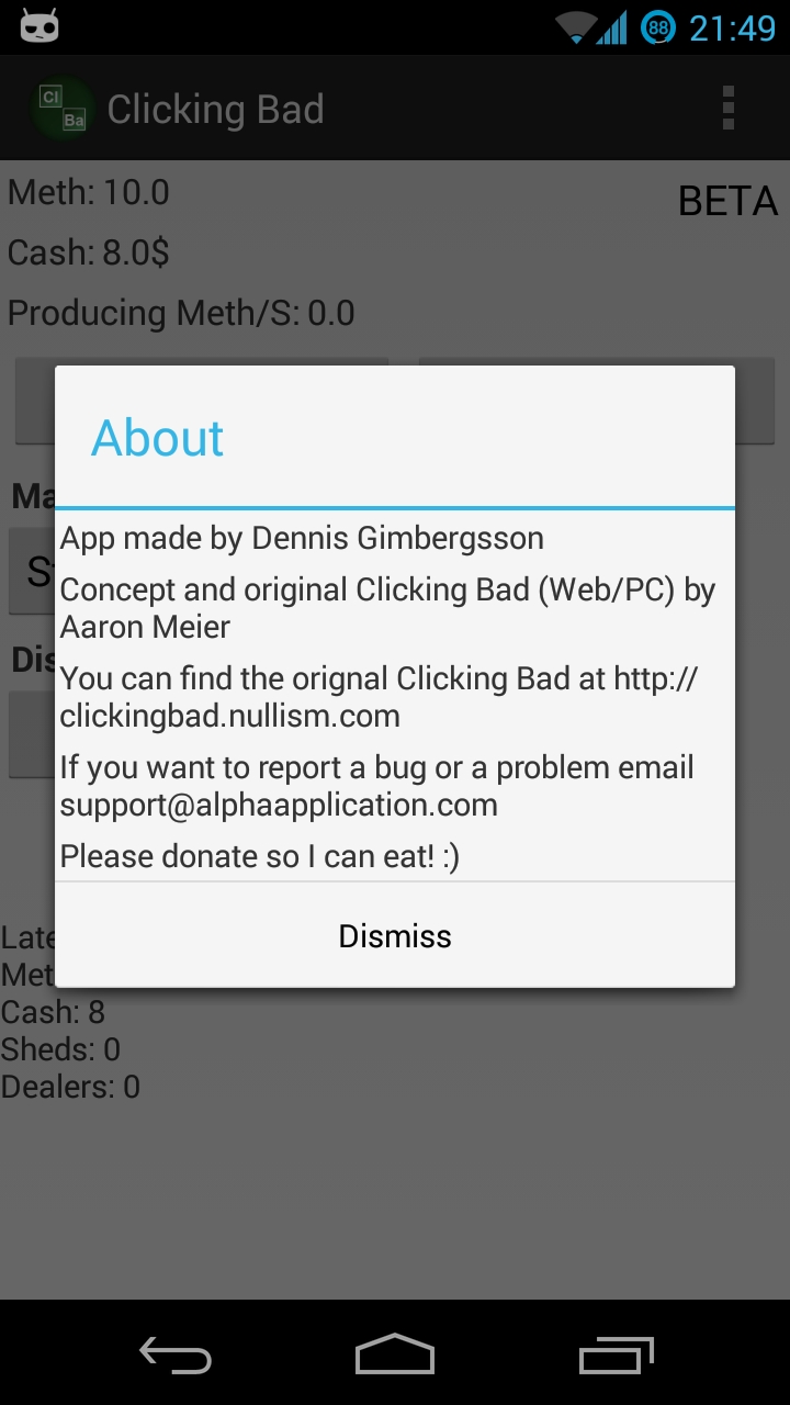 Clicking Bad - Donate Key Screen 2