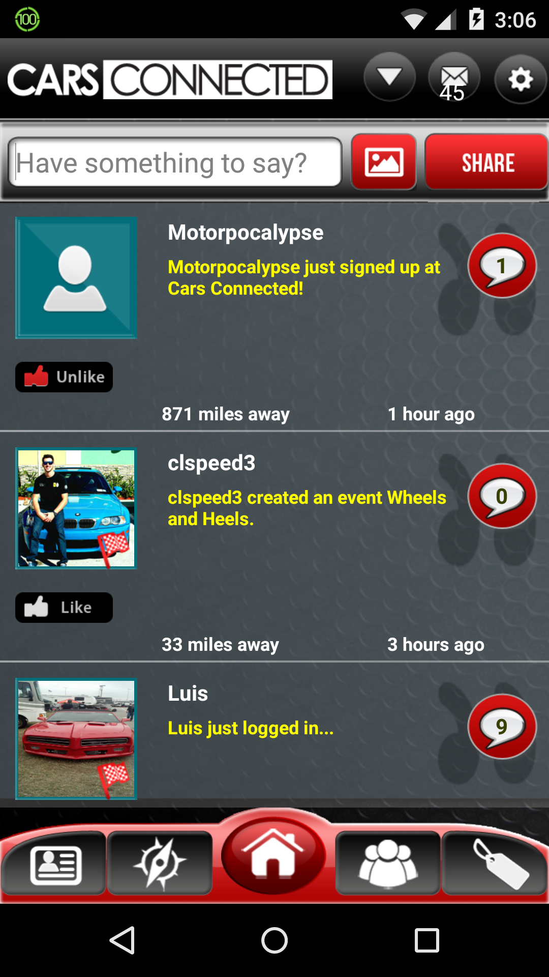 Android application CARS CONNECTED PRO screenshort