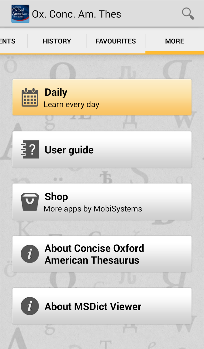 Concise Oxford American Thesau Screen 3