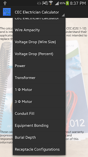 CEC Electrician Calculator