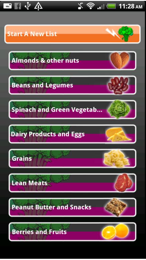 Android application Super Foods Shopping List screenshort