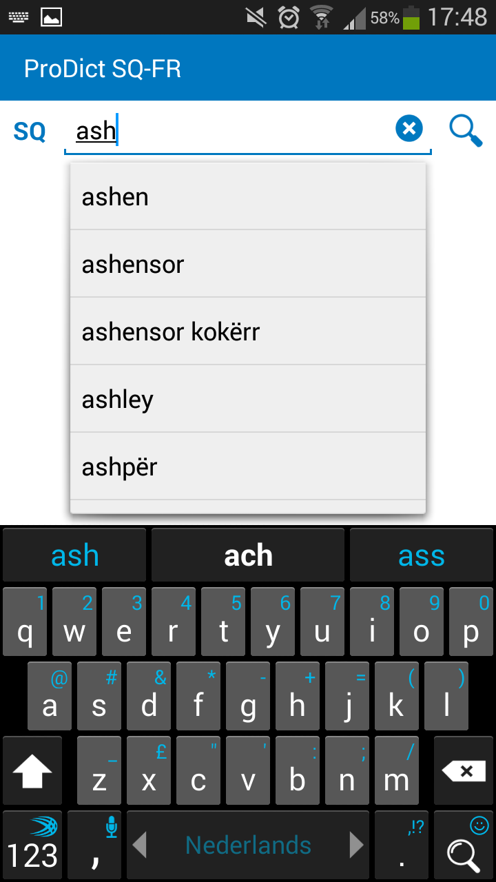 Android application Albanian French dictionary screenshort