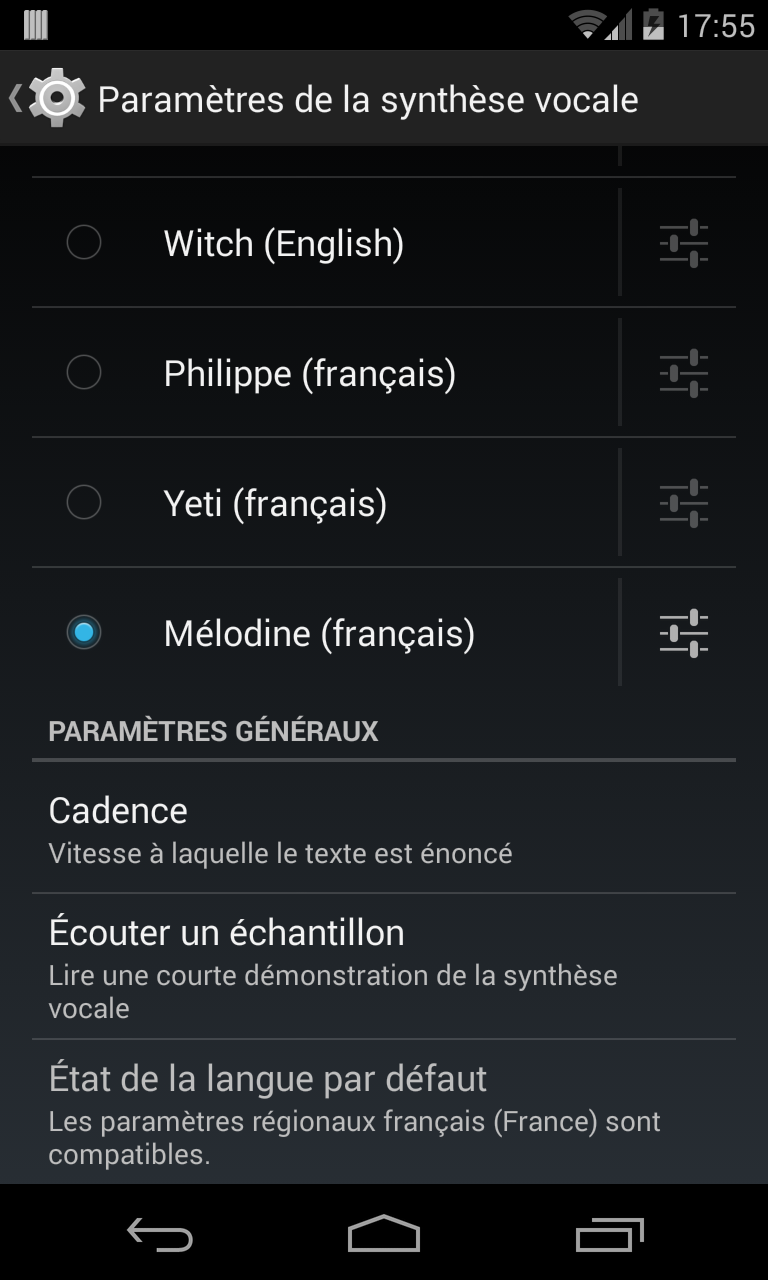 Mélodine voice (French) Screen 3