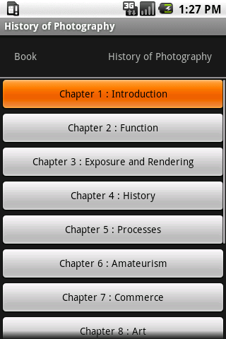 Android application History of Photography screenshort