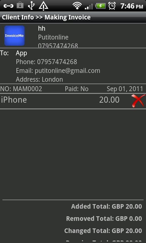 InvoiceMe Wizard - Invoice App Screen 3