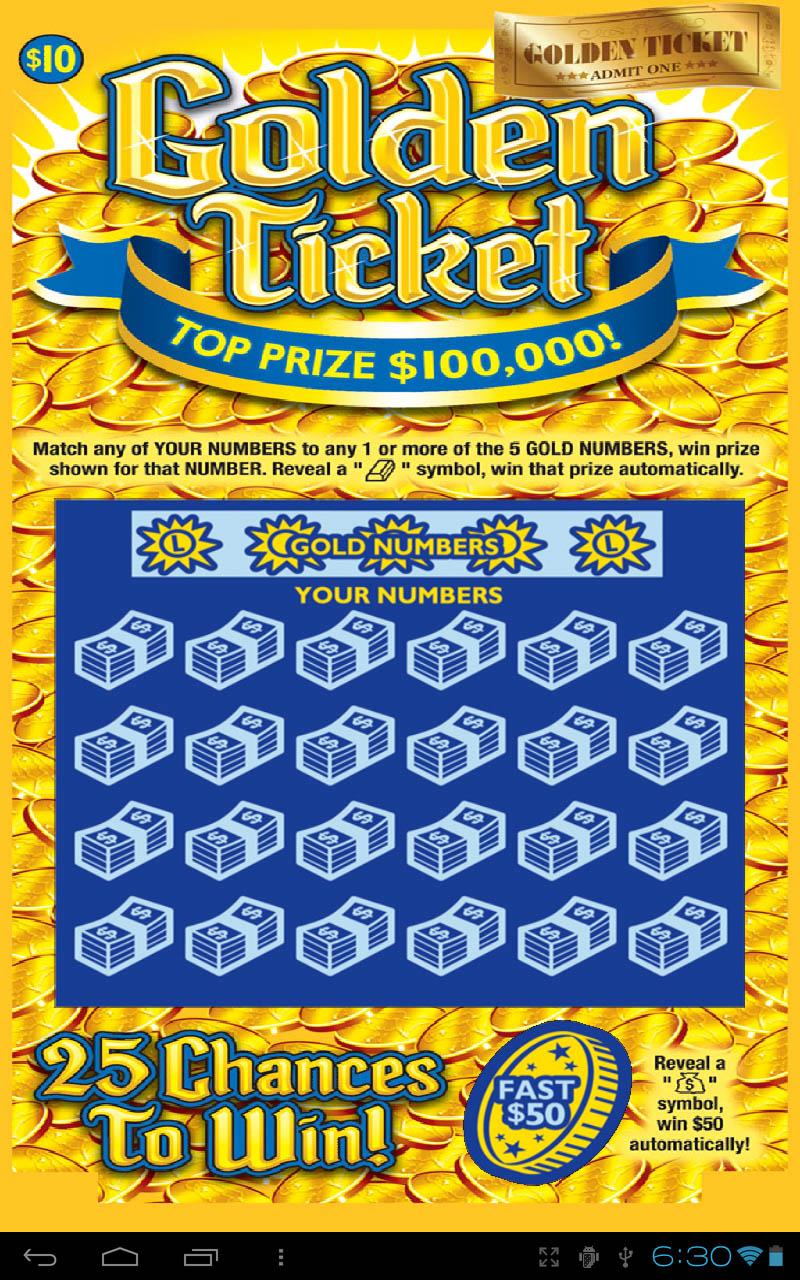 Gold Ticket Lotto Scratch Off Screen 1