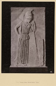 Reliëf van een treurende Athena