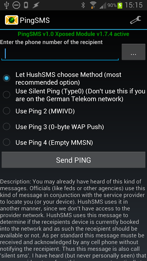 PingSMS Screen 3